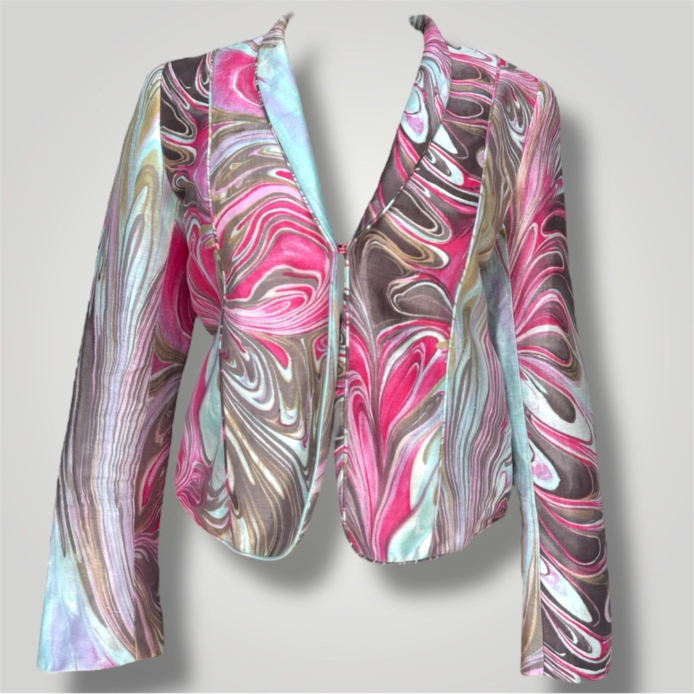 Lafayette 148 New York Pink and Brown Swirl Blazer